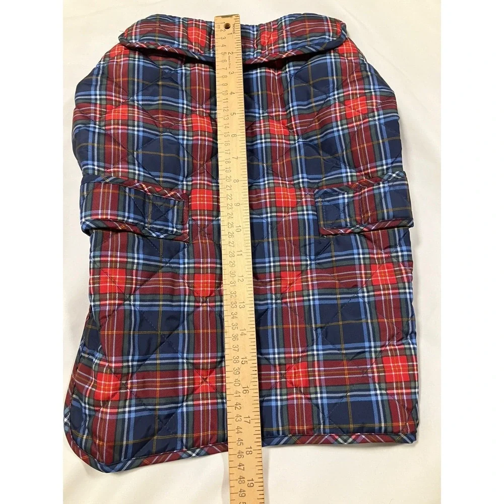St. John's Bark Dog Coat Size Large Blue Red Plaid